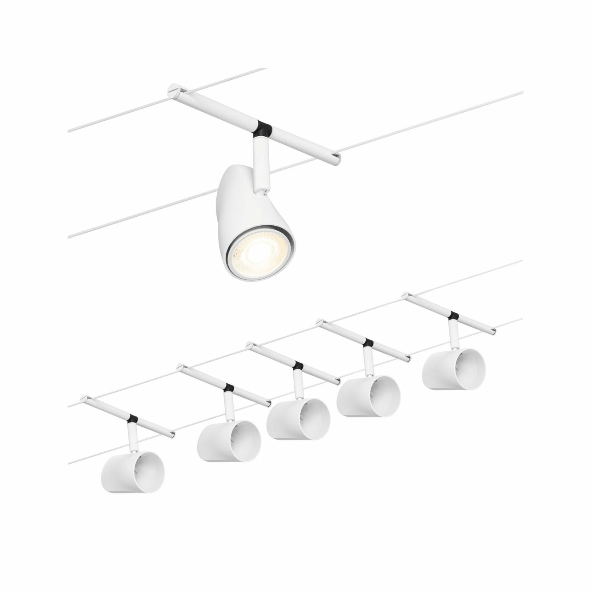 Levně PAULMANN Lankový systém Cup základní sada GU5,3 max. 5x10W 230/12V bílá mat/chrom