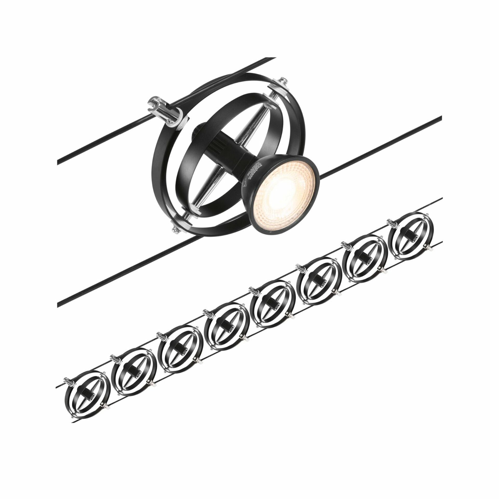 Levně PAULMANN Lankový systém Cardan základní sada GU5,3 max. 8x7,5W 230/12V černá mat