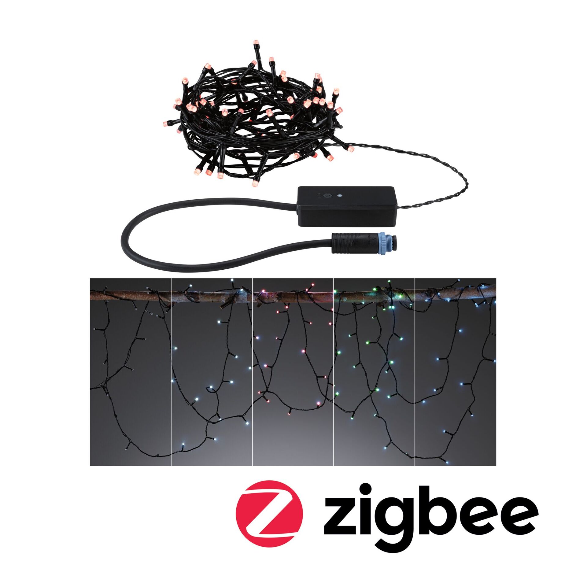 Levně PAULMANN Plug & Shine LED světelný řetěz Yuna RGB 7,4m IP44 3W černá
