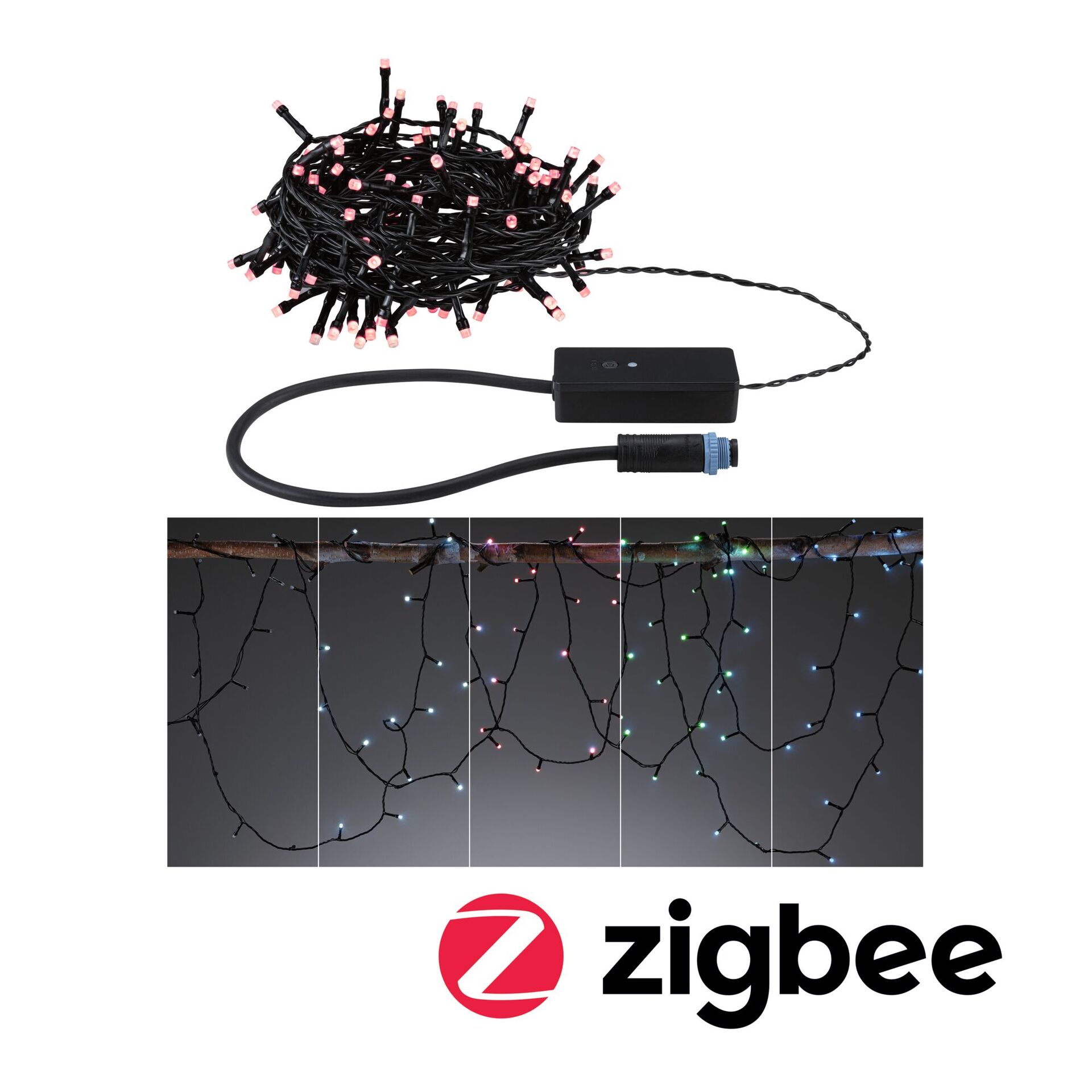 Levně PAULMANN Plug & Shine LED světelný řetěz Yuna RGB 12,4m IP44 5W černá