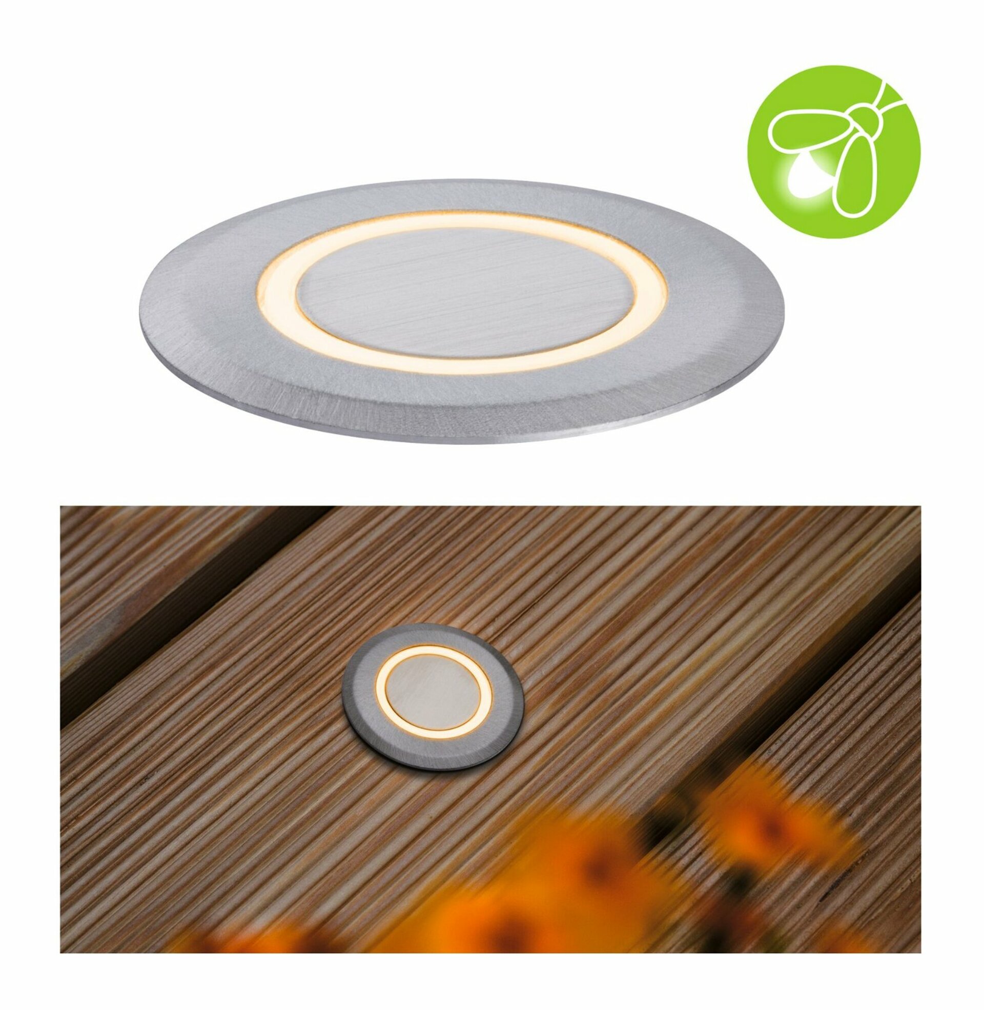 Levně PAULMANN LED zemní svítidlo zlaté světlo neláká hmyz IP67 kruhové 50mm 2200K 2,2W 230V hliník umělá hmota/kov