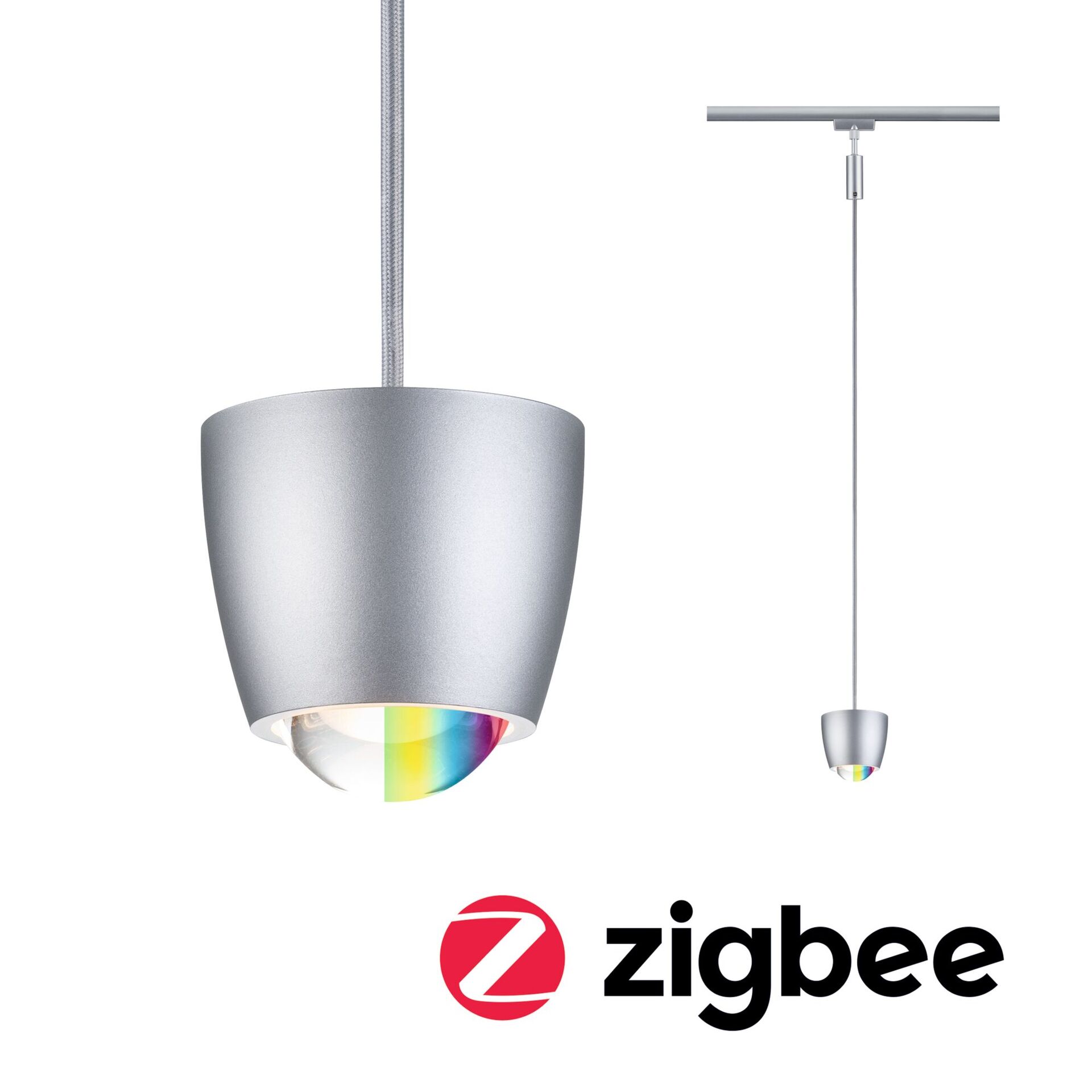 Levně PAULMANN URail závěs Smart Home Zigbee 3.0 Tyros RGBW 4,5W RGBW+ stmívatelné 230V matný chrom