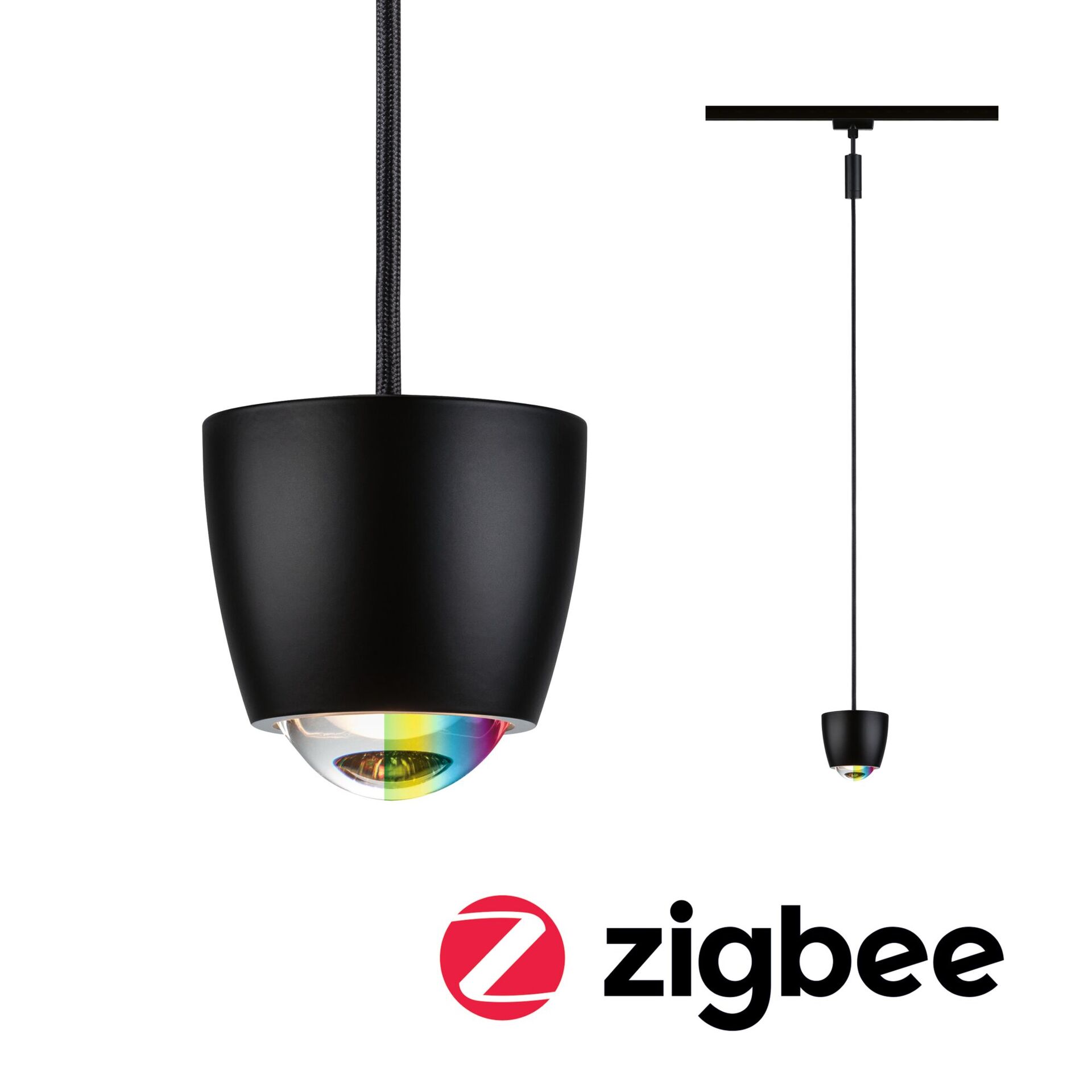 Levně PAULMANN URail závěs Smart Home Zigbee 3.0 Tyros RGBW 4,5W RGBW+ stmívatelné 230V černá mat