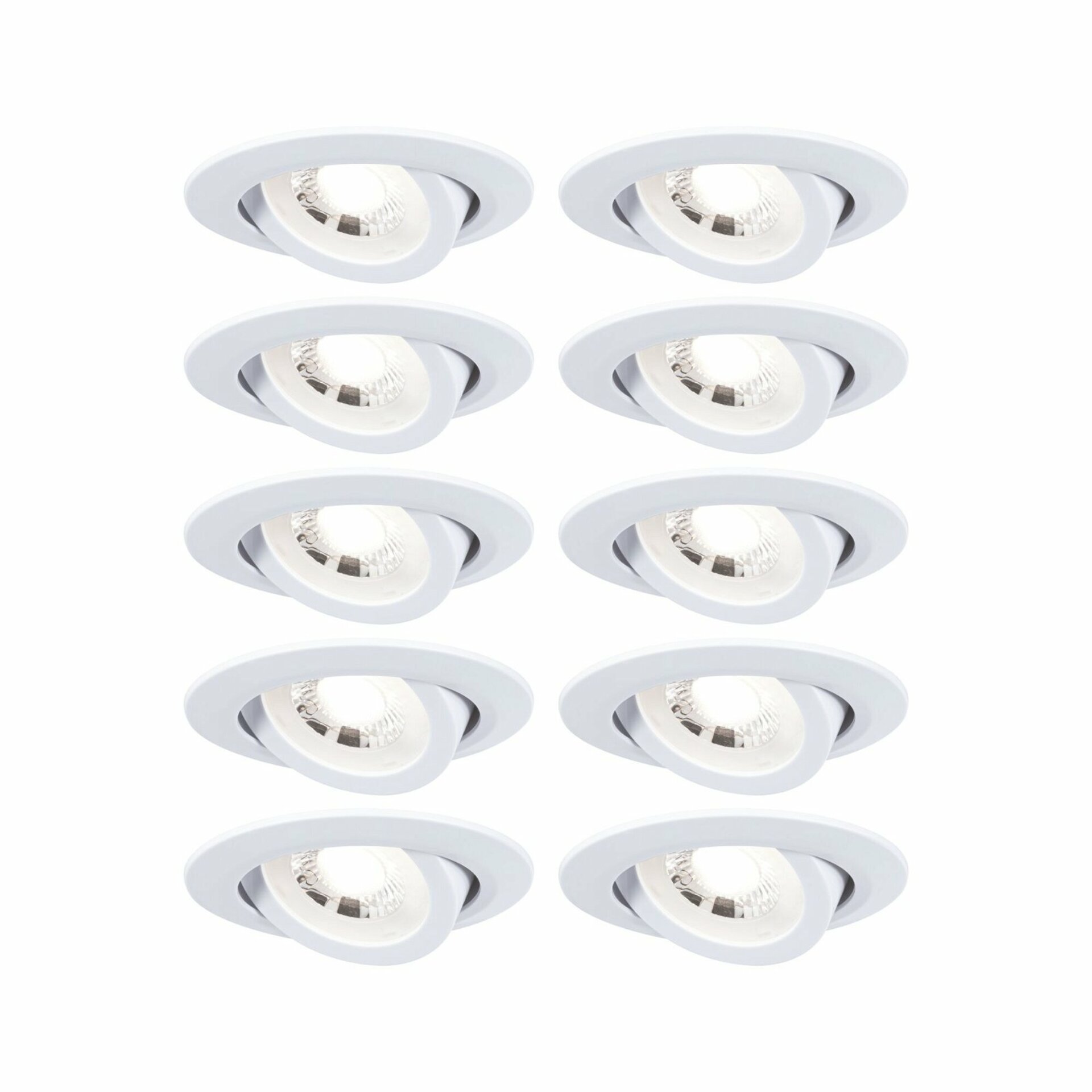 PAULMANN LED vestavné svítidlo 3-krokové-stmívatelné 10ks-sada výklopné kruhové 82mm 70° 10x4,8W 230V 3000K bílá mat