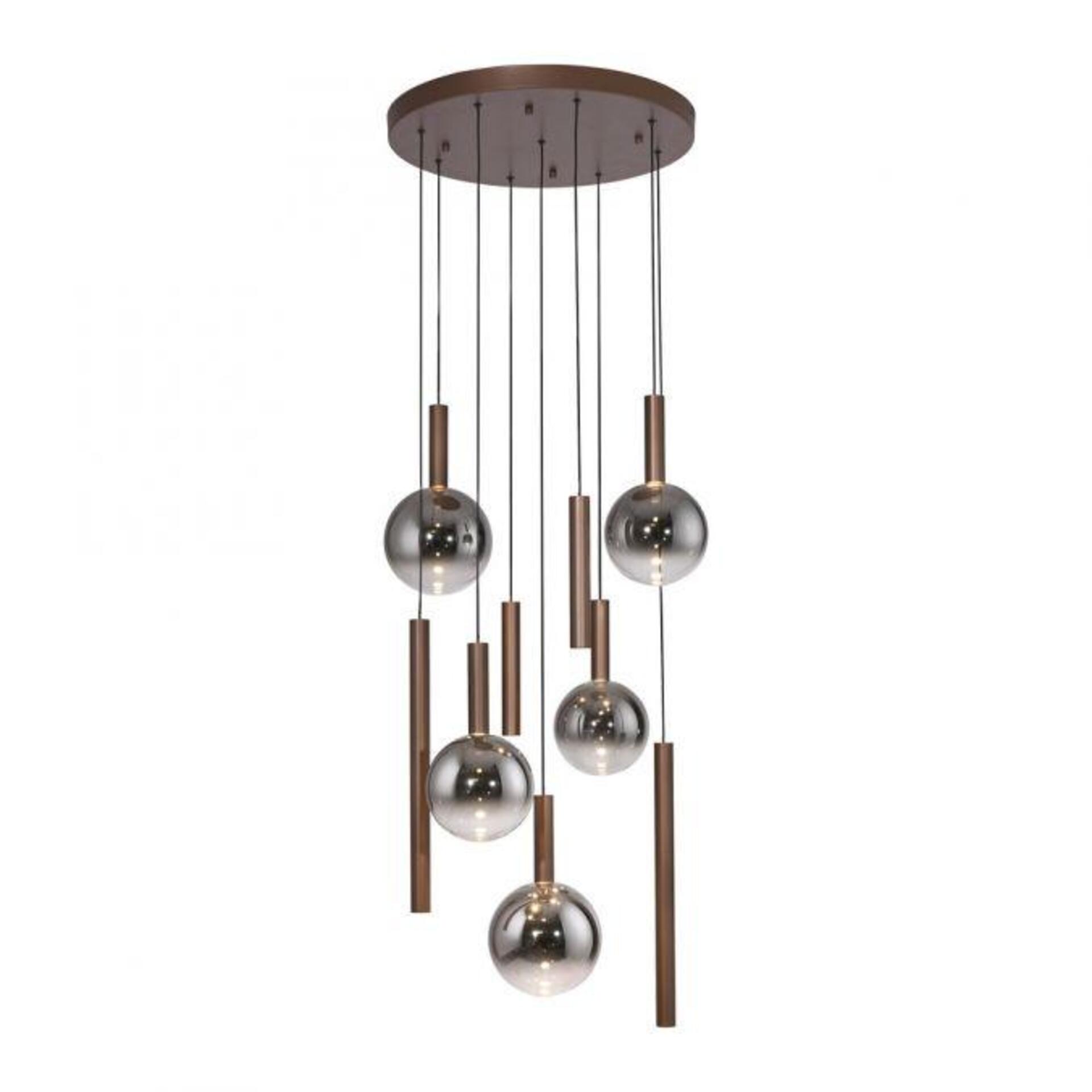 Levně PAUL NEUHAUS LED závěsné svítidlo BOWL, hnědé, kruhové, 9-ramenné, stmívatelné, nastavitelná výška SimplyDim 2700K