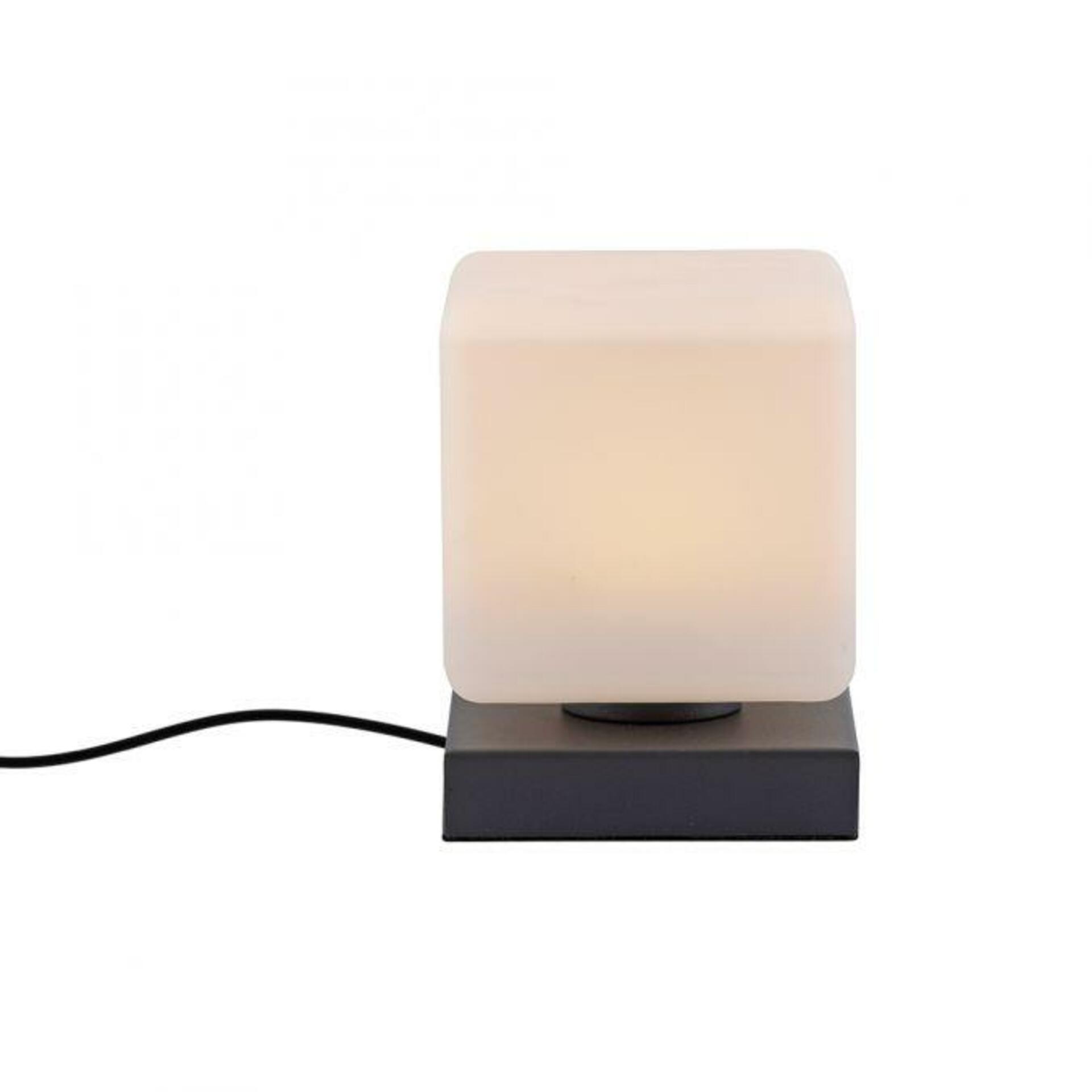 Levně PAUL NEUHAUS LED stolní lampa, antracit, tvar kostky, dotykový stmívač, nadčasový design 3000K
