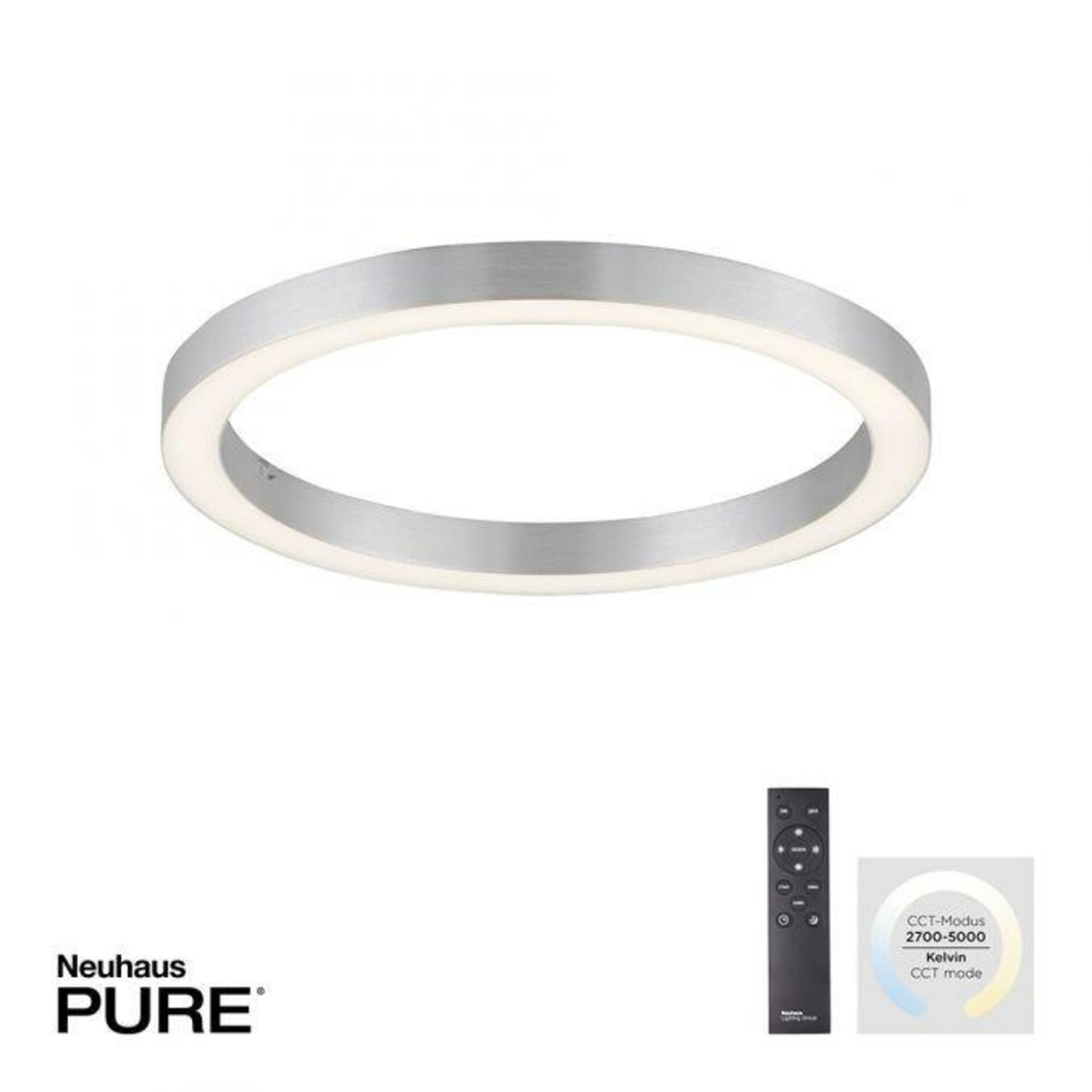 PAUL NEUHAUS LED stropní svítidlo PURE-LINES hliník 50x50 CCT dálkový ovladač 2700-5000K PN 6309-95