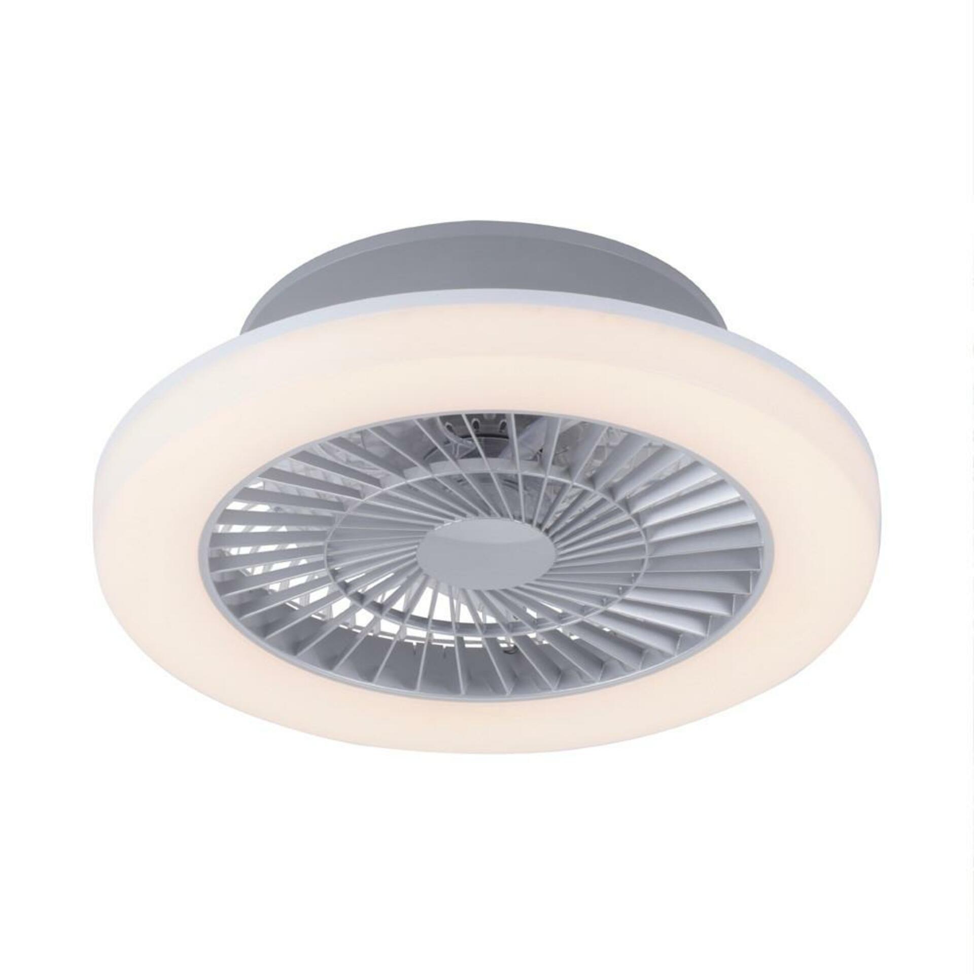 LEUCHTEN DIREKT is JUST LIGHT LED stropní svítidlo kruhové v barvě oceli s ventilátorem 2700K