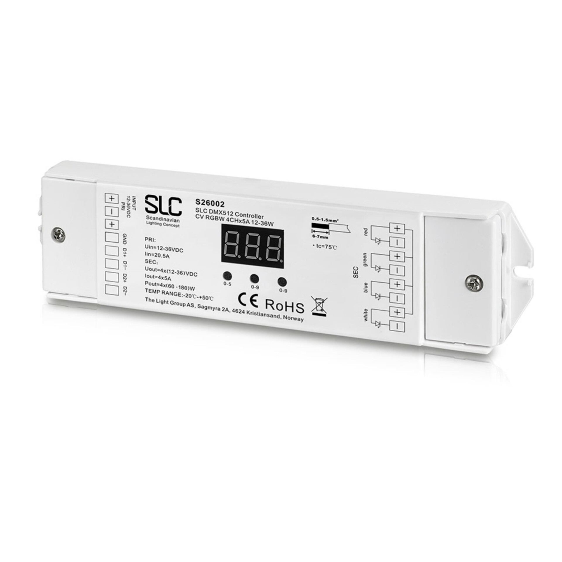 Levně SLC Controller 4x5A 480W DMX_512 IP20