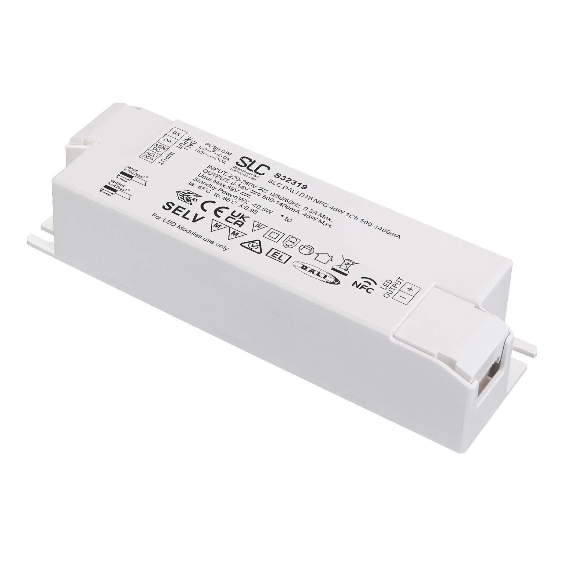Levně SLC Driver NFC 1Ch 500-1400mA QA 45W DALI IP20