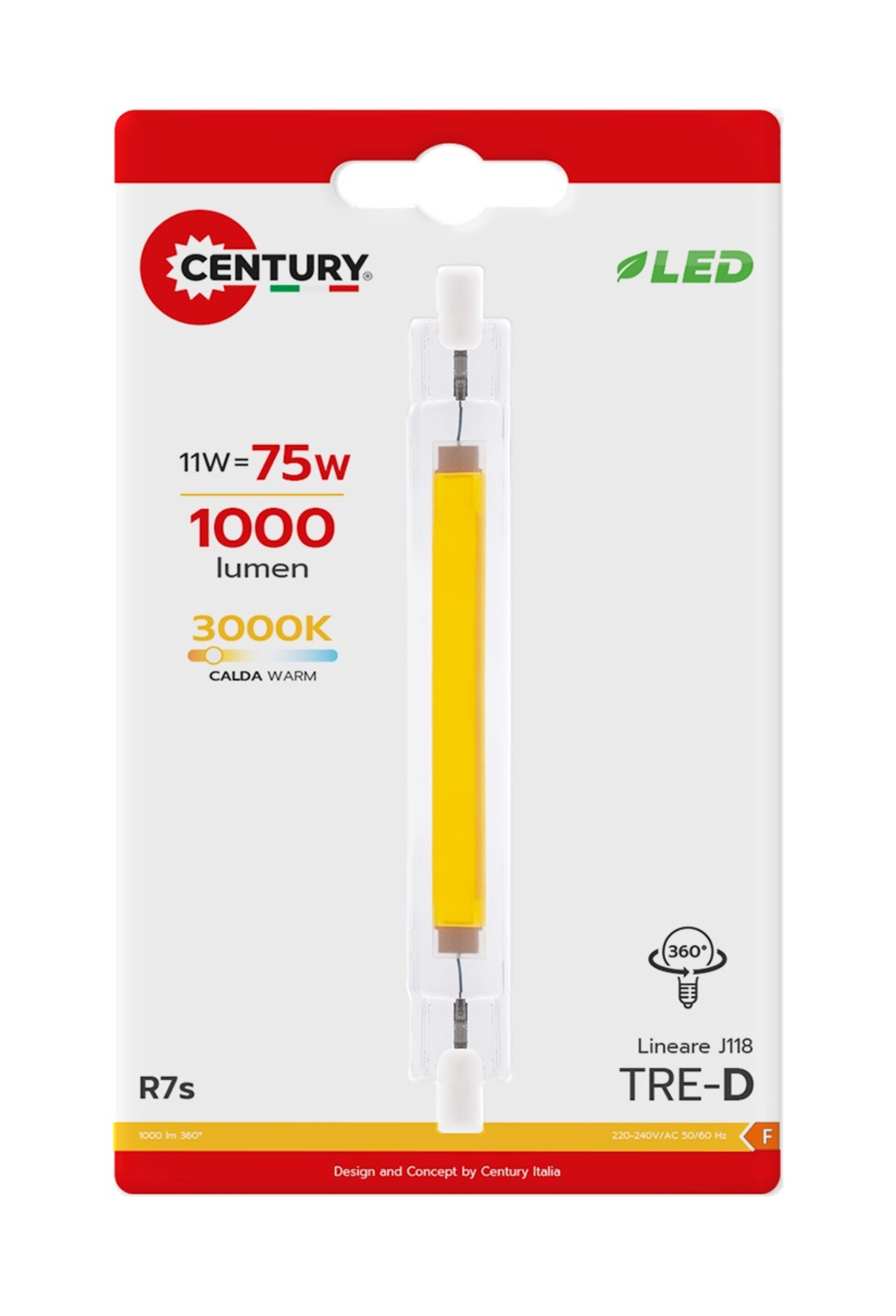 CENTURY LED LAMP SLIM R7S 11W 3000K CEN TRCOB-1011830BL
