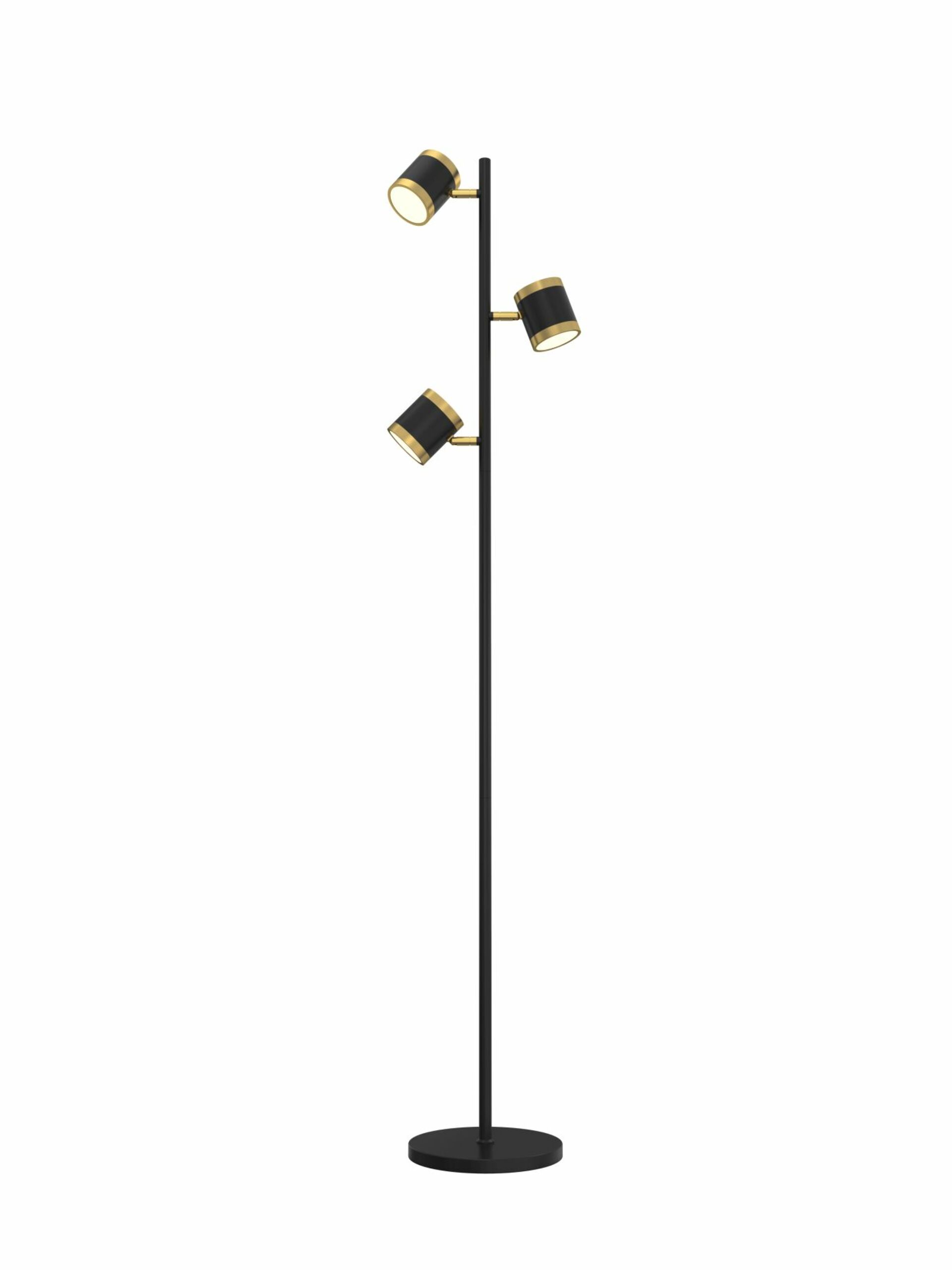 WOFI Stojací lampa Toulouse 1x 21W LED 2350lm 3000K černá + zlatá 3003-304S