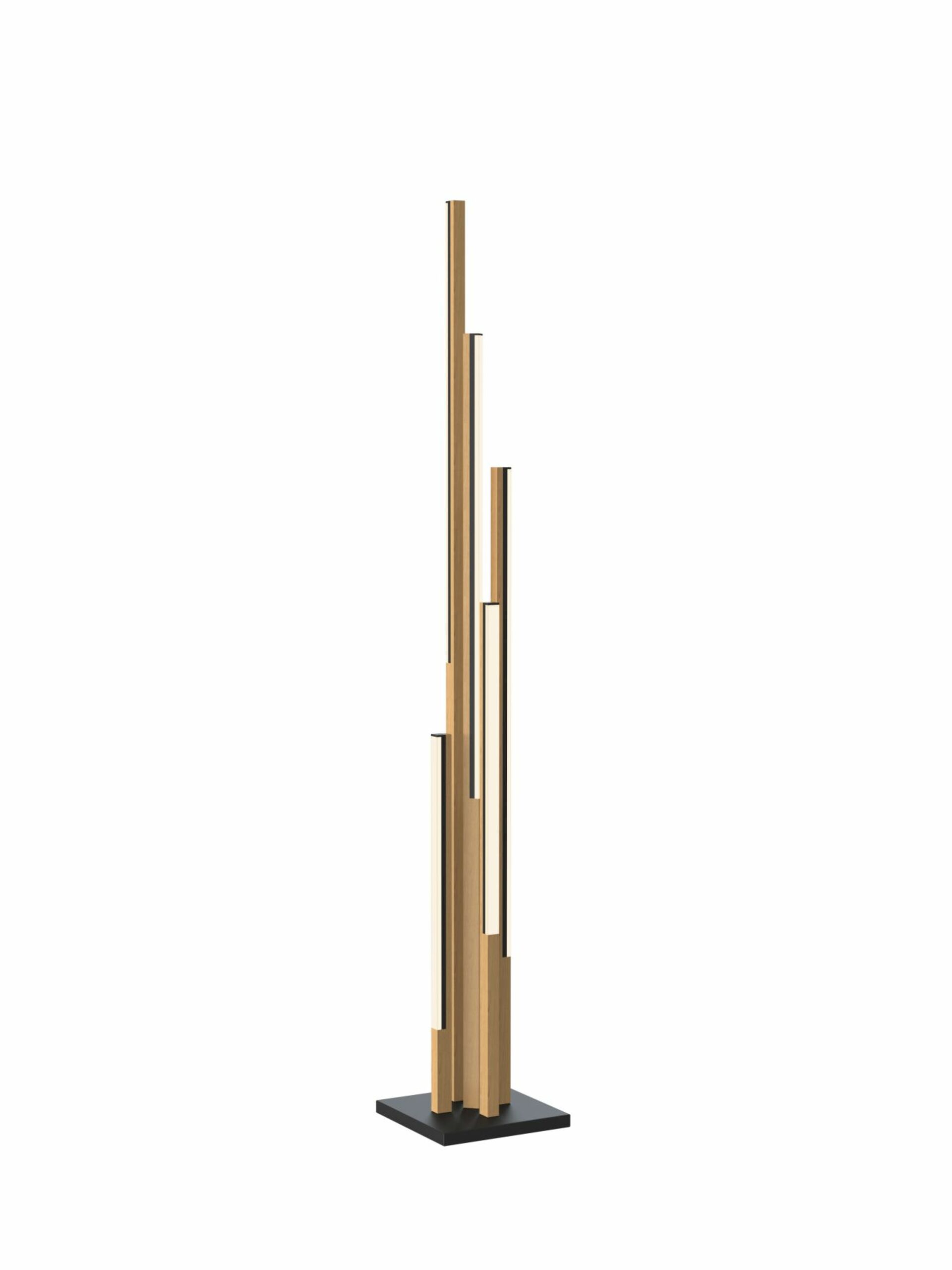 Levně WOFI Stojací lampa Catania 1x 24W LED 2350lm 3000K černá + dřevo 3032-506