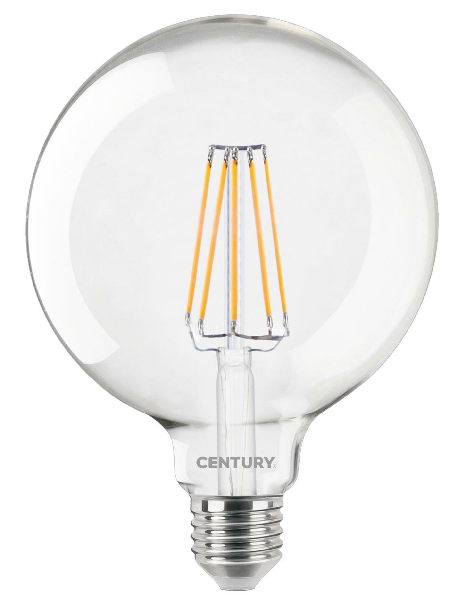 CENTURY LED FILAMENT GLOBE 125mm ČIRÁ 10W E27 6000K 1521Lm 360d 125x174mm IP20 CEN ING125-102760