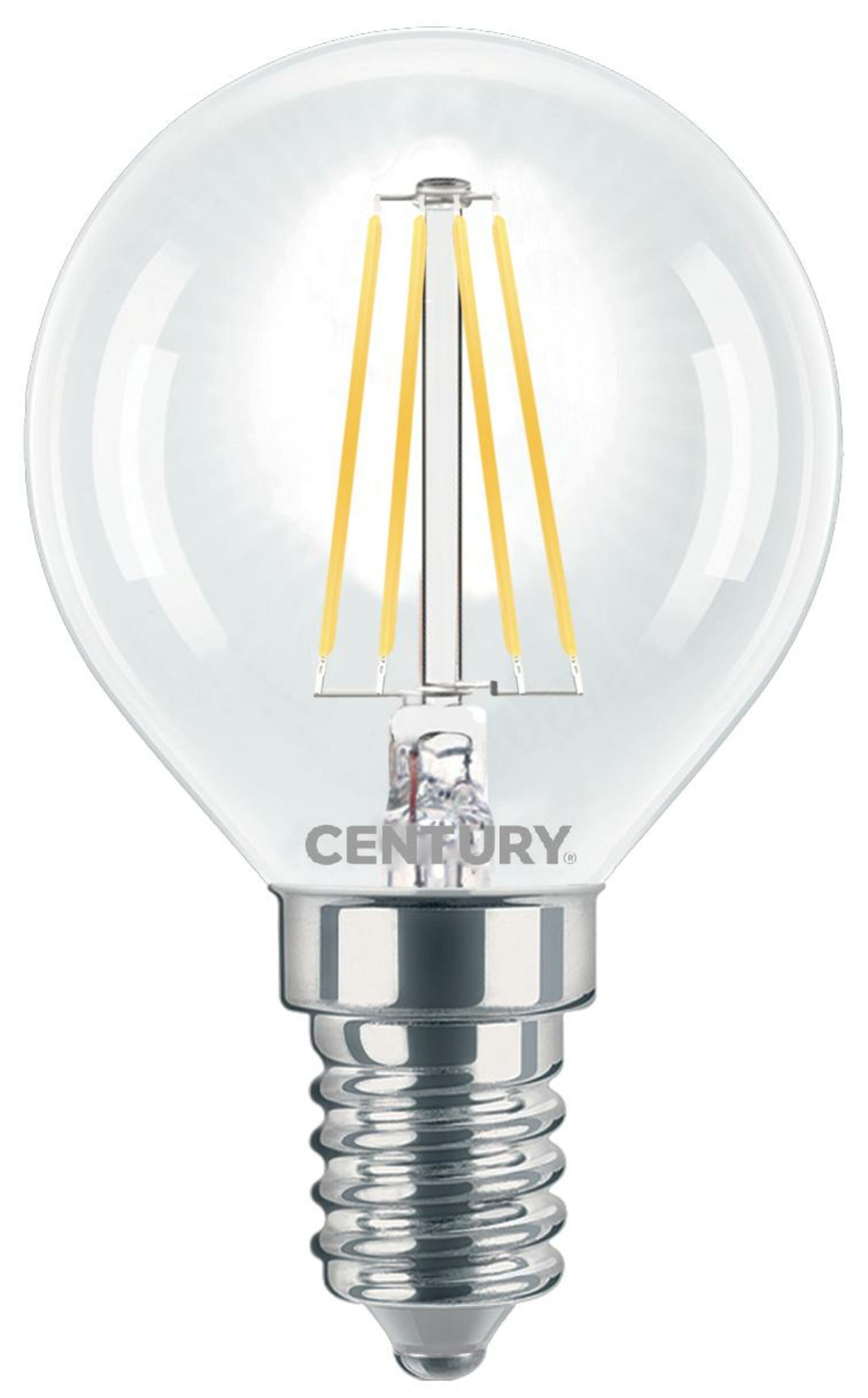 CENTURY LED FILAMENT MINI GLOBE ČIRÁ 4W E14 2700K 470Lm 360d 45x76mm IP20 CEN INH1G-041427