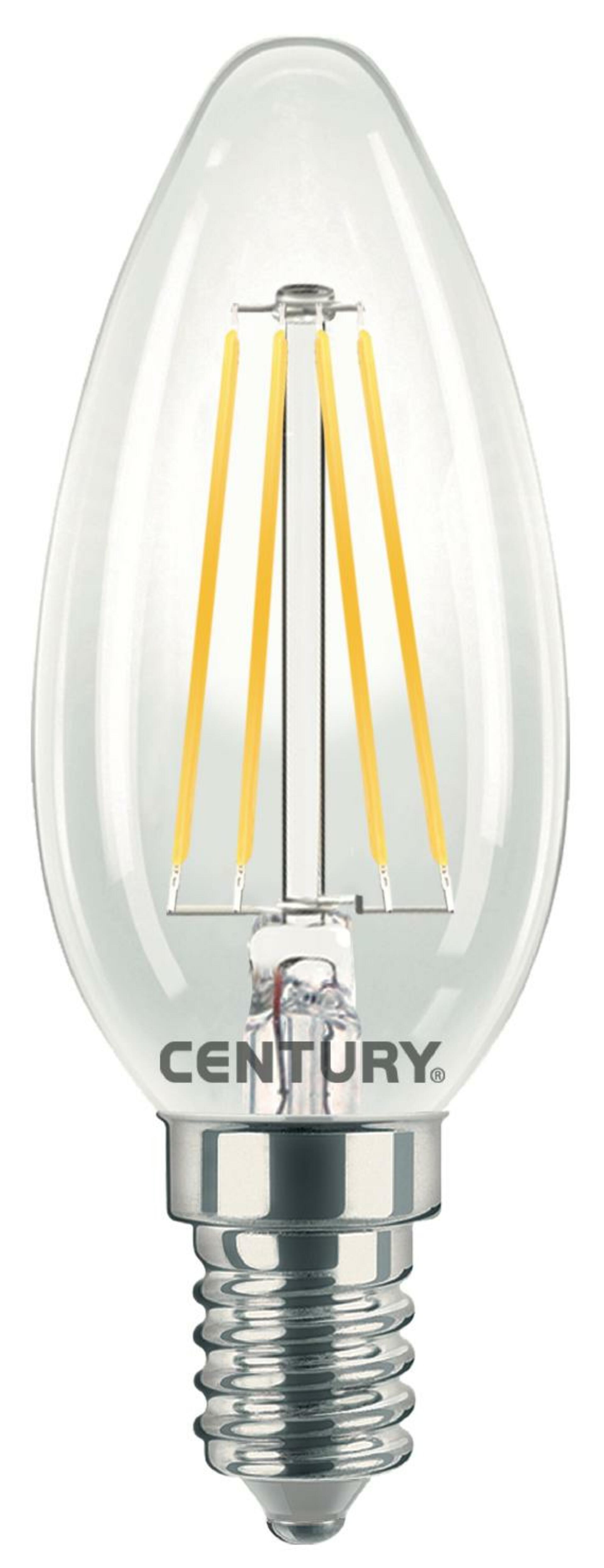 CENTURY LED FILAMENT SVÍČKA ČIRÁ 4W E14 4000K 470Lm 360d 35x98mm IP20 CEN INM1-041440