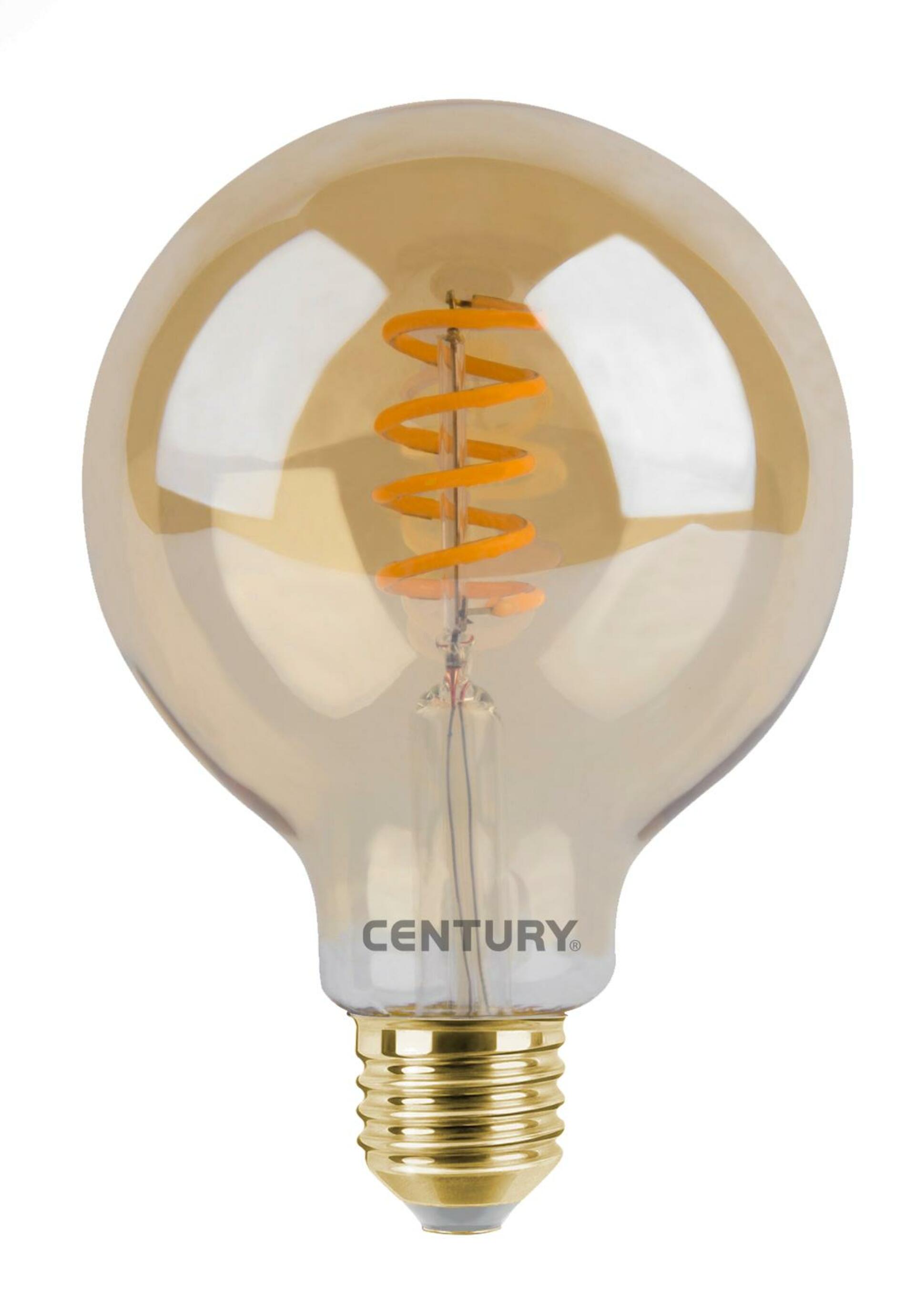 CENTURY LED TWIST FILAMENT GLOBE 95mm EPOCA DECO VINTAGE 4W E27 2700K 320Lm 360d 95x140mm IP20 CEN INVDG95-042727