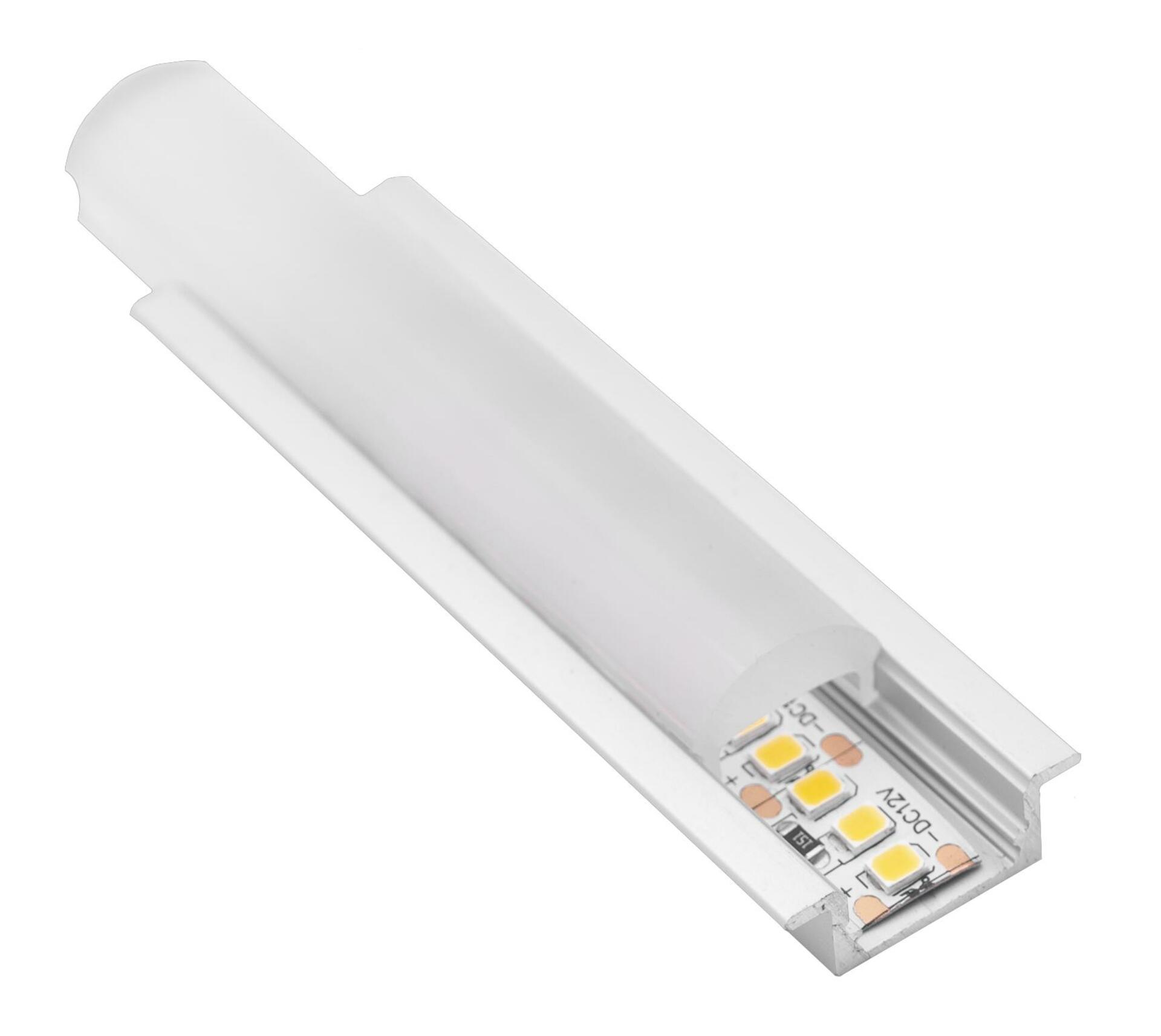 CENTURY AL PROFIL pro LED pásek 10mm plochý zapuštěný opálový kryt vypouklý 40d 24x13mm IP20 délka 2m CEN KPRI40G-2413