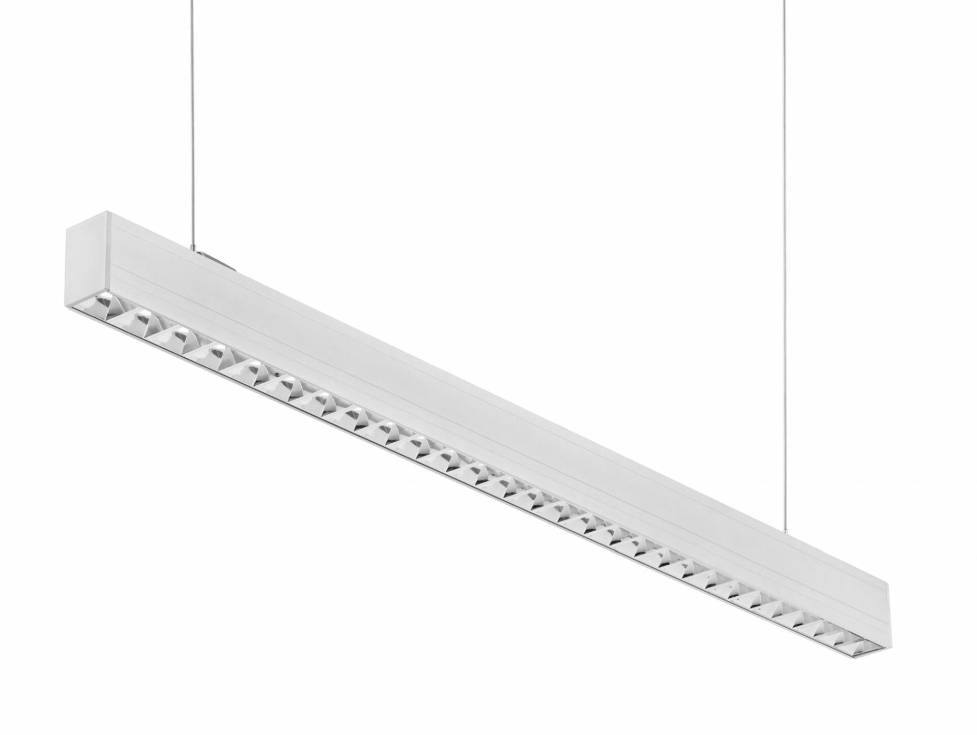 Levně CENTURY LED liniové svítidlo LINKY závěsné Parabolický reflektor 32W, 3200lm,4000K,Ra80, UGR16, 90d, IP20 ,1131x50x75mm, včetně 2ks závěsů 1,5m