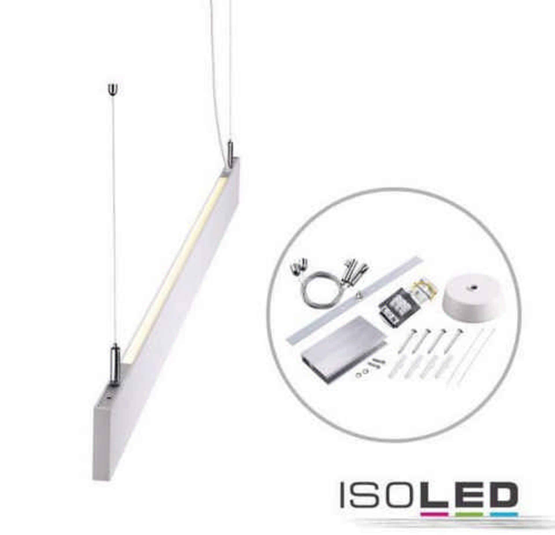 HEITRONIC Isoled - LED závěsné svítidlo Linear UP+DOWN 1200, prismatické, bílá, prodloužitelné 40W teplá bílá 3000K 500791