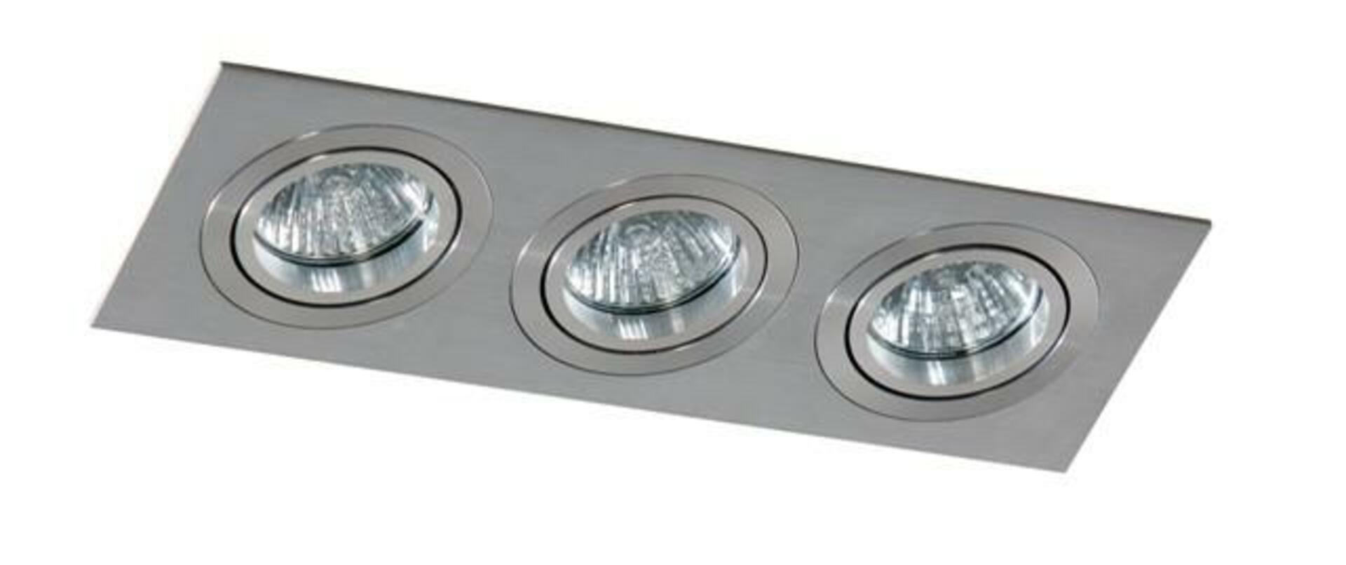 Levně Stropní bodové zápustné svítidlo AZzardo Caro 3 Square aluminium AZ2441 GU10 3x40W IP20 25,6cm hliníkové