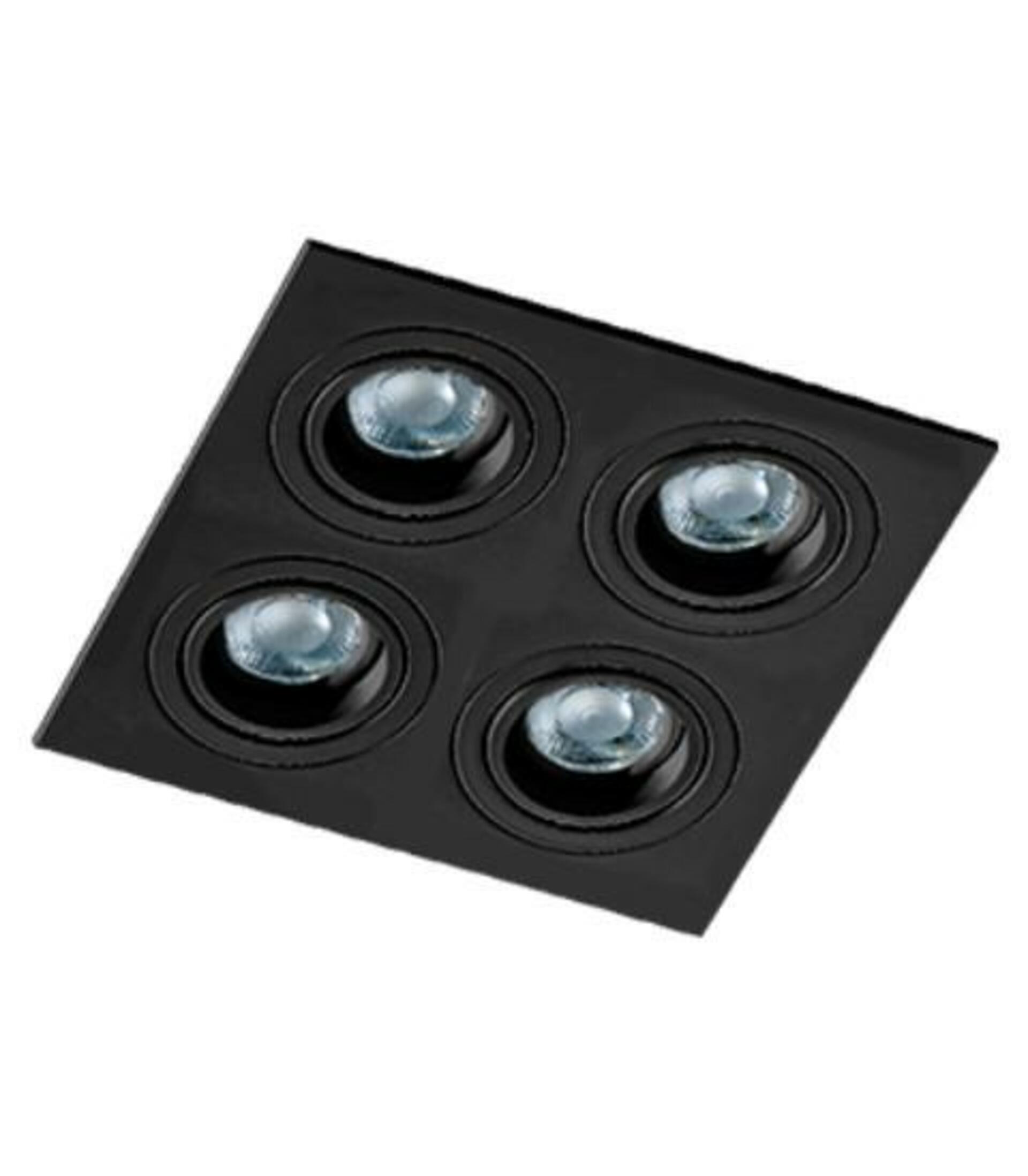 Levně Stropní bodové zápustné svítidlo AZzardo Caro 4 Square black AZ2443 GU10 4x40W IP20 18cm černé