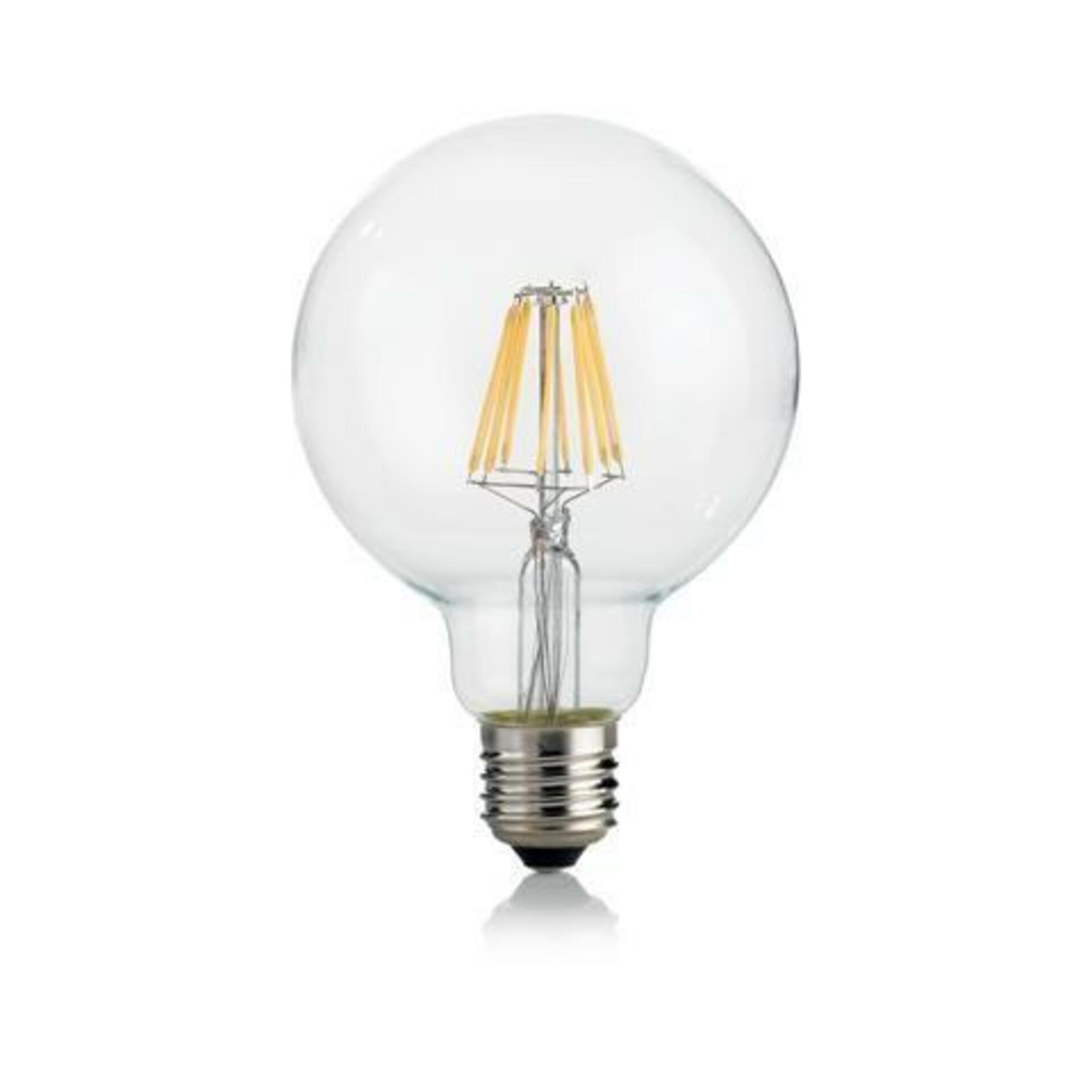 LED Filamentová žárovka Ideal Lux GLOBO D095 Trasparente 271606 E27 8W 860lm 3000K CRI90 čirá nestmívatelná