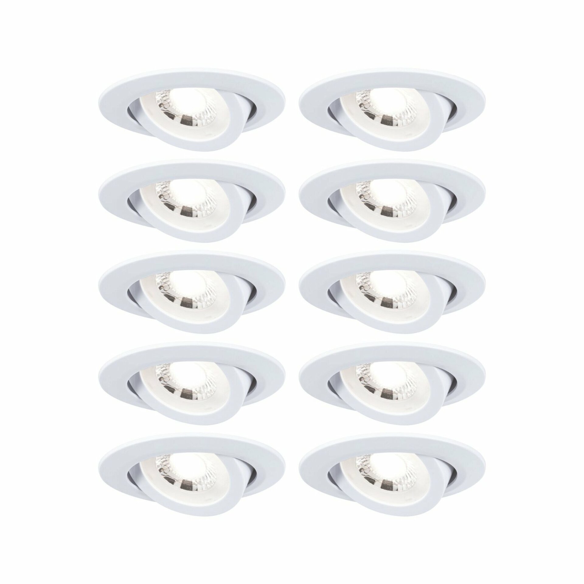 PAULMANN LED vestavné svítidlo 10ks-sada výklopné kruhové 82mm 70° 10x4,8W 230V 3000K bílá mat