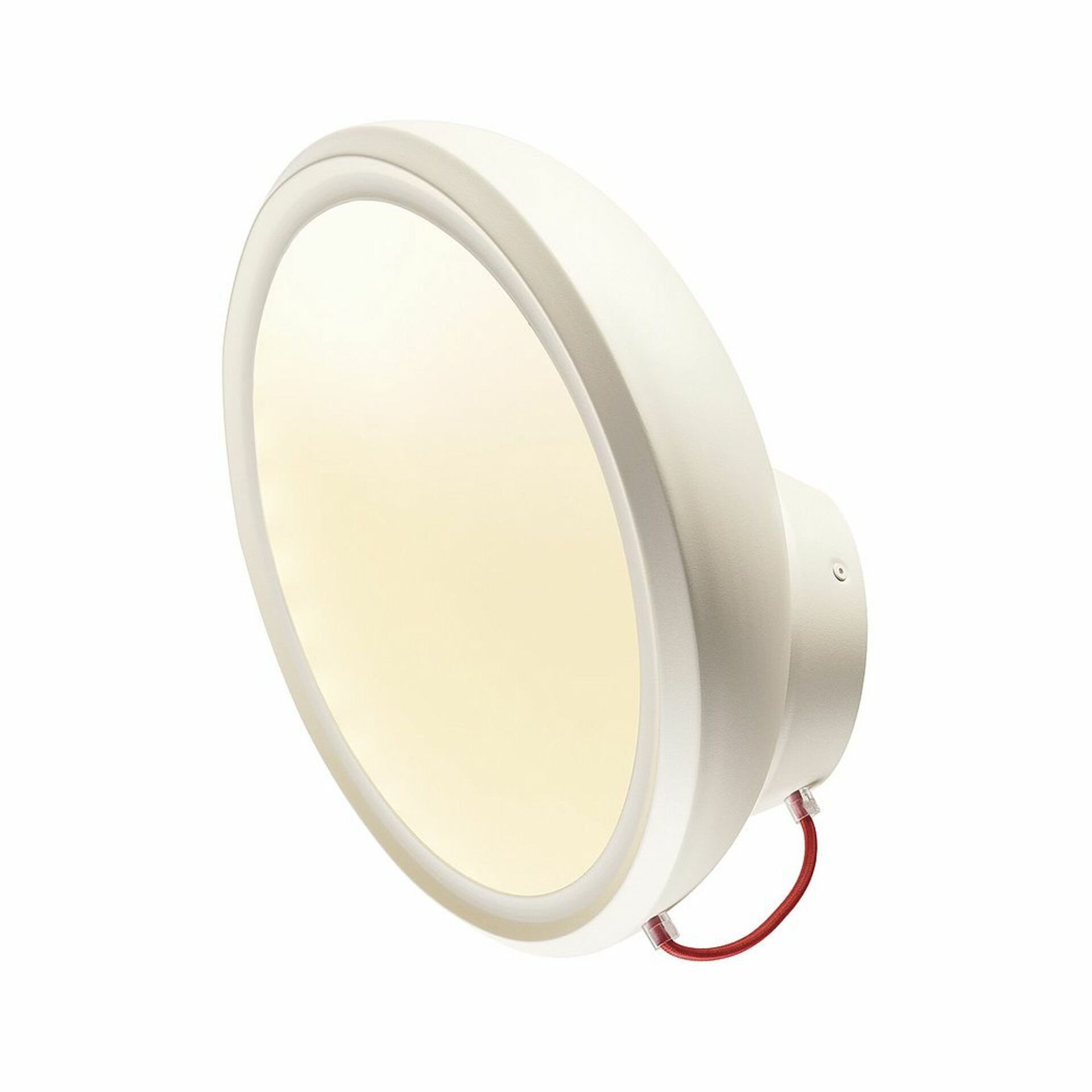 SLV VÝPRODEJ VZORKU BIG WHITE I-RING, nástěnné svítidlo, LED, 3000K, kulaté, bílé, textilní kabel červený, 14 W 156311