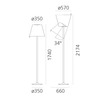 Artemide stojací lampa Melampo Mega 42 W 220-240 V stmívatelná