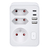 Solight rozbočka, 1x 16A + 2x 2,5A, 2xUSB A+C, bílá, vypínač P109C