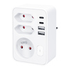 Solight rozbočka, 1x 16A + 2x 2,5A, 2xUSB A+C, bílá, vypínač P109C