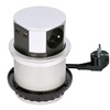 Solight výsuvný blok zásuvek, 3 zásuvky, 2x USB, kruhový tvar nízký,  prodlužovací přívod 2m, 3 x 1mm2, stříbrný PP100USB