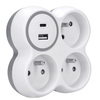 Solight rozbočka, 3x 15A, USB nabíječka A+C, bílá-šedá P106USBC