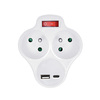 Solight rozbočka s USB A+C nabíječkou, 2 x 10A, bílá, vypínač P99USBC