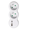 Solight rozbočka s USB A+C nabíječkou, 2 x 10A, bílá P100USBC
