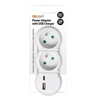 Solight rozbočka s USB A+C nabíječkou, 2 x 10A, bílá P100USBC