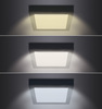 Solight LED mini panel CCT, přisazený, 18W, 1530lm, 3000K, 4000K, 6000K, čtvercový, černá barva WD173-B