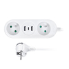 Solight 2z + USB A+C 17W, cestovní prodlužovací přívod 1.5m, bílý PP154C