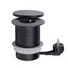 Solight vestavná zásuvka + USB A+C + Wireless 10W, otočné víčko, kabel 2m, černá PP119CWB