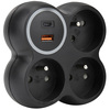 Solight rozbočka, 3x 15A, USB A+C rychlonabíječka 20W PD, matná černá P106CB-PD20