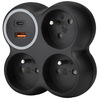 Solight rozbočka, 3x 15A, USB A+C rychlonabíječka 20W PD, matná černá P106CB-PD20