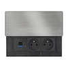 Solight vestavný blok zásuvek s posuvným krytem, 2 zásuvky, USB A+C 20W PD, 2m, stříbrný PP128C-PD20