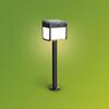 Philips Ezra UltraEfficient solární LED sloupek se senzorem 1,8W 250/25lm 3000K IP44, hranatý, černý