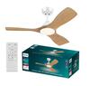 Philips Olas stropní ventilátor a svítidlo 28W+24W 3000/4300/6500K 106cm bílá a dřevo