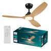 Philips Olas stropní ventilátor a svítidlo 32W+24W 3000/4300/6500K 132cm černá a dřevo