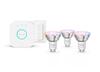 Philips Hue Essential WCA 345 žárovka 4,7W, 345lm, GU10 (3 ks) 2200-6500K RGB startovací sada + bridge + ovladač
