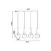 ACA Lighting závěsné svítidlo 4XE27 mosaz/černý kov 93X18XH116CM MIRACOLO HL39974P94BB