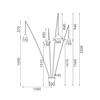 ACA Lighting stojací lampa DELIA 4-ramenná černý kov 250cm 4xE27 MF7792