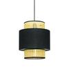 ACA Lighting závěsné svítidlo 1XE27 NISYROS černá textil+ratan D30XH150CM TF20831PB